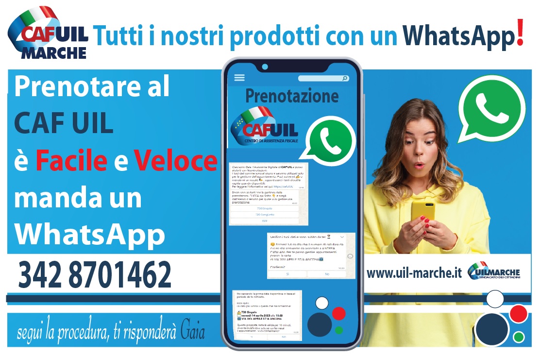 Prenota il Caf con WhatsApp Uil Marche